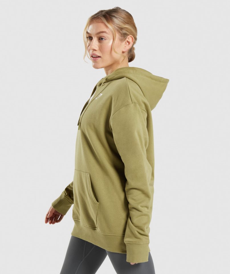 Women's Gymshark Training Oversized Hoodie Olive | NZ 5ZUQME